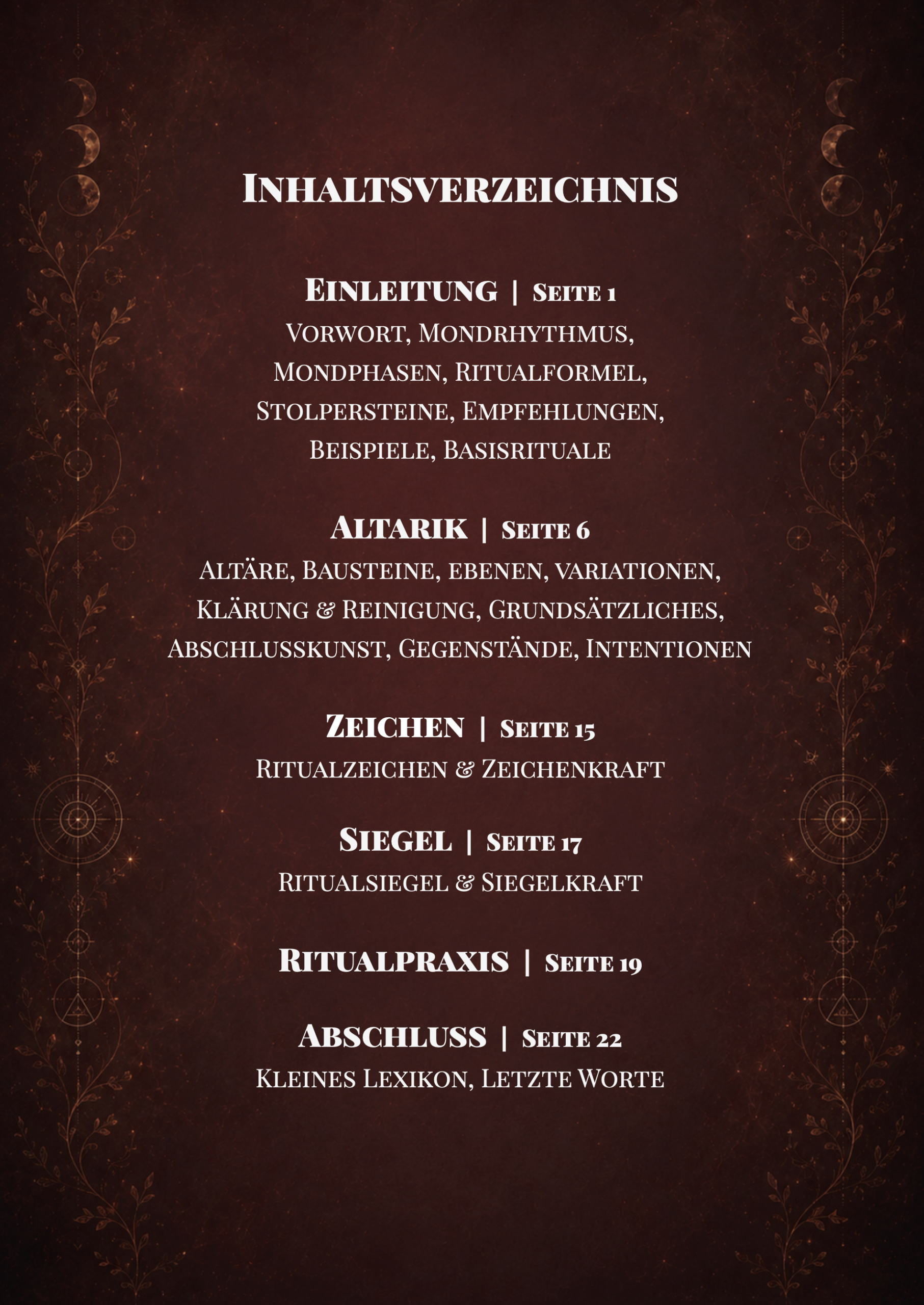 Mondaltäre & Siegelzeichen